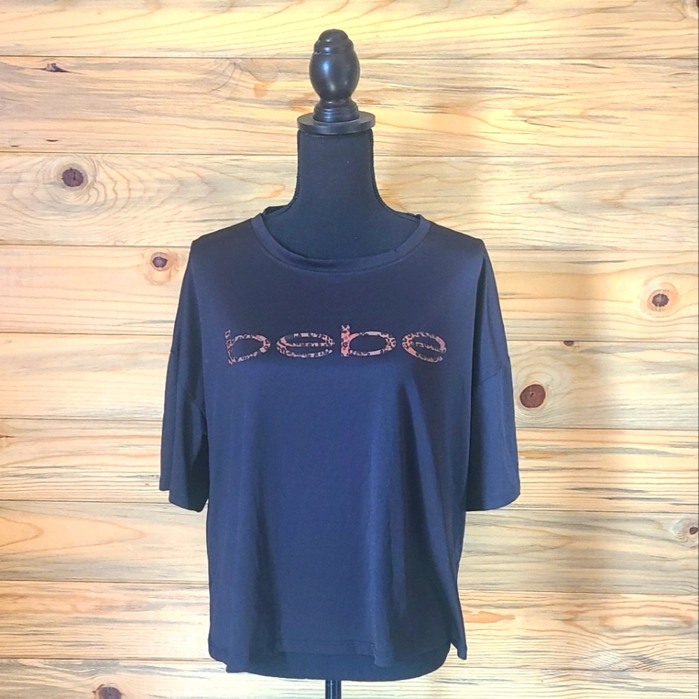 Bebe Ladies Black Short Sleeved Athletic Shirt 1X